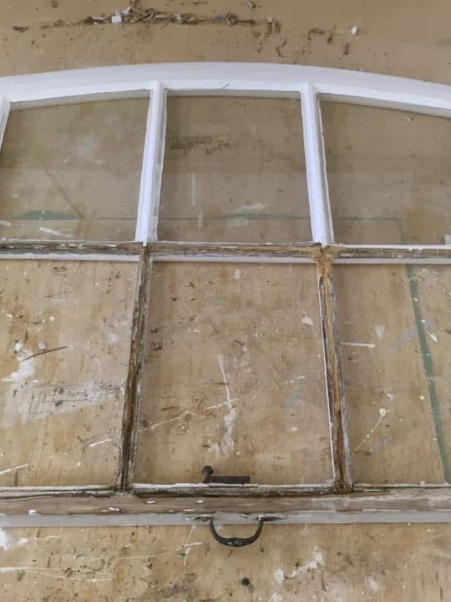 Arched sash stripped back with broken glazing bars