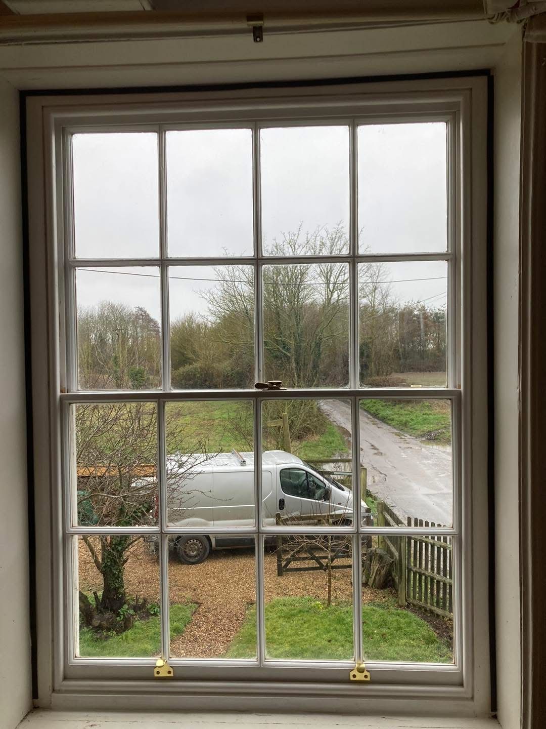 Six-over-six box sash window restored by Chapman’s Carpentry, Essex