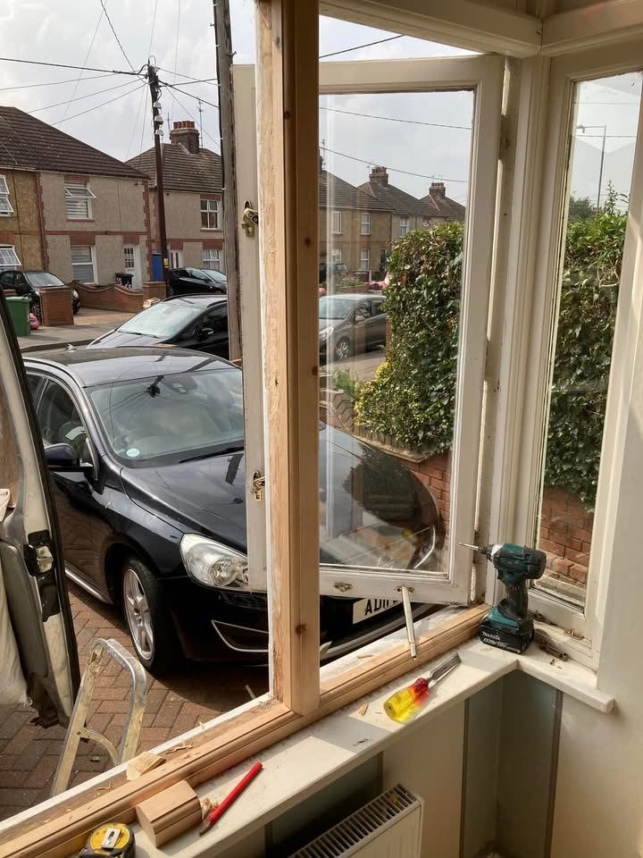 New timber spliced into the casement frame