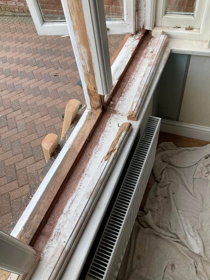 Rotten sill on a casement bay window