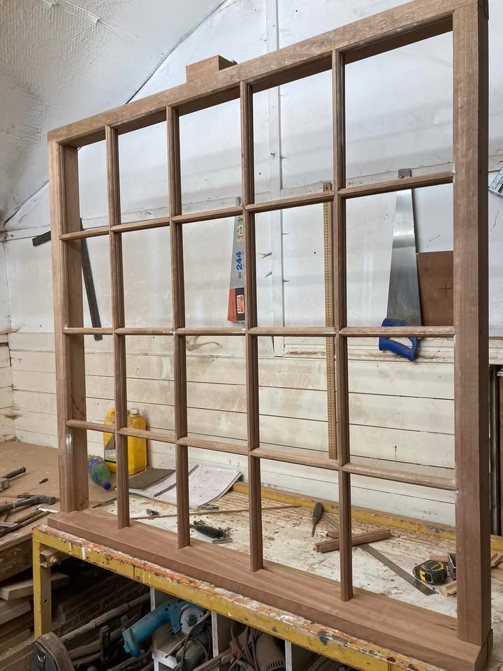 Timber frame and glazing bars being made in the workshop